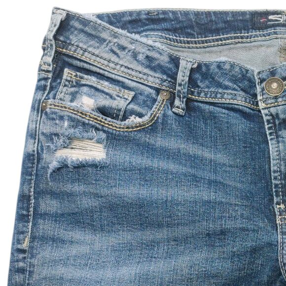 Silver Elyse Ankle Slim Womens Jeans 33x27 Floral Embroidered Back Pockets - Picture 5 of 12